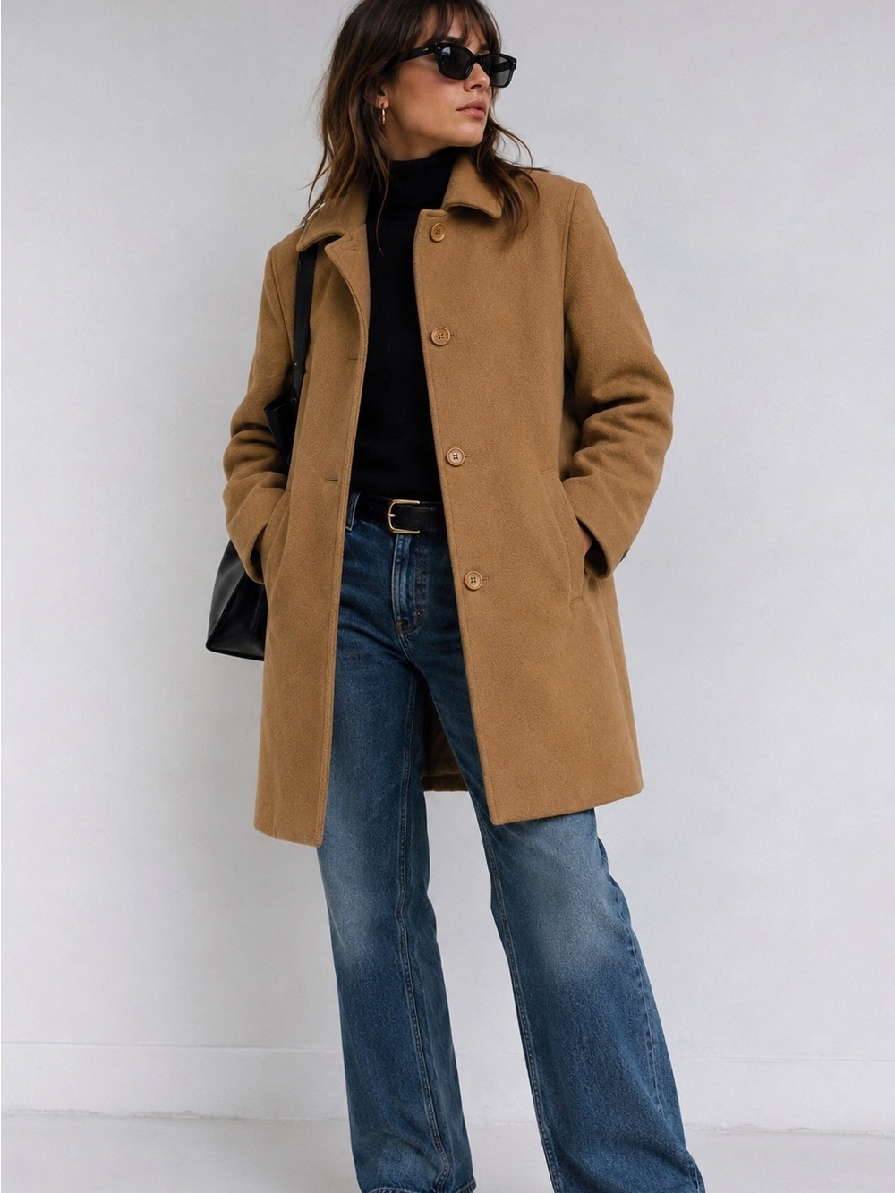 Banana Republic Women's Coat Wool Cashmere Vintage Medium Camel Classic Preppy
